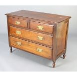 An Edwardian Art Nouveau mahogany chest of 2 short and 2 long drawers, having brass plate drop