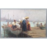 'Fausto Zonaro' (1854-1929),'The Boat' oil on wooden board signed lower right