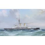 19th Century gouache unsigned, study of HMS Dreadnought 19cm x 32cm