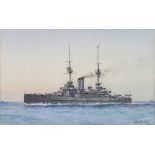 William Frederick Mitchell 1912 (1845-1914) watercolour signed and dated, "HMS Victorious" 8cm x