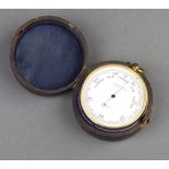 J H Steward of 456 West Strand London, a pocket barometer with 4.5cm dial, complete with leather