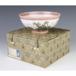 An 18th Century style Chinese deep bowl decorated with an extensive landscape scene with figures and