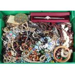 A quantity of vintage and other costume jewellery