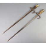 Two French chassepot bayonets, blades slightly rusted