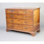 A Georgian mahogany chest of 2 short and 3 long drawers with brass swan neck drop handles, raised on