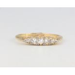 A Victorian 18ct yellow gold 5 stone diamond ring, approx. 0.15ct, 2.9 grams, size O