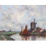 Jacob Henricus Maris, oil on board signed, "On The Maas Holland" 46cm x 60cm There is a minor chip