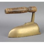 A Victorian brass "snooker" table iron (missing slug) 17cm x 20cm x 9cm