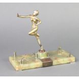 After Lorenzl, an Art Deco spelter figure of a running girl raised on onyx base 20cm h x 21cm w x