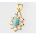 A 22ct yellow gold turquoise and paste pendant 2.8 grams, 25mm