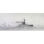 William Lionel Wyllie (1851-1930), etching signed in pencil, maritime scene with vessels and bi-