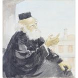 E H Shepard, watercolour signed, Jewish Rabbi Tiberias 16cm x 15cm, inscribed on verso