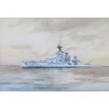 William Minshall Birchall 1923, (1884-1941) watercolour signed, "HMS Benbow" 25cm x 36cm This lot is