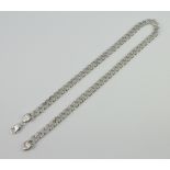 A silver flat link necklace 50cm, 76 grams