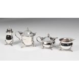 A matched 4 piece silver condiment and spoons, mixed dates, 206 grams