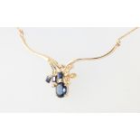 A 14ct yellow gold sapphire and diamond necklace, 5.1 grams