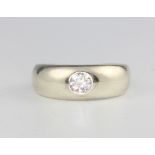 A 9ct white gold gypsy set single stone diamond ring, approx 0.25ct, 5.4 grams, size M