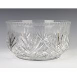 A cut glass fruit bowl with hobnail cut decoration 26cm