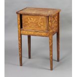 A Dutch 17th/18th Century inlaid marquetry bedside cabinet fitted a cupboard enclosed by a