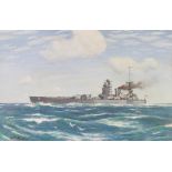 George Fagan Bradshaw (1887-1960), watercolour signed, study of a battleship 33.5cm x 51cm