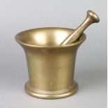 A 17th/18th Century bell metal mortar and pestle 12cm x 14cm