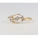 An 18ct yellow gold 3 stone diamond ring 2.8 grams, size P