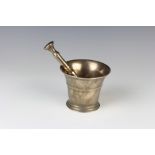 A 17th/18th Century bell metal mortar and pestle 10cm h x 13cm w