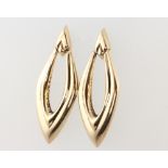A pair of 9ct yellow gold drop earrings, 44mm, 2.2 grams