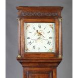 Wright of Dorking, an 18th Century 30 hour longcase clock with 28cm dial painted a bird, contained