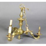 A gilt metal 3 light electrolier 48cm h x 52cm w