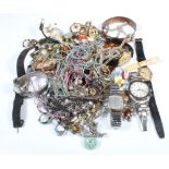 A quantity of Victorian and other costume jewellery