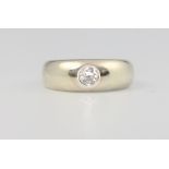 A 9ct white gold gypsy set single stone diamond ring, approx 0.25ct, 5.4 grams, size M