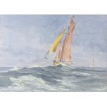 Montague Webb 1950, watercolour, study of a yacht in full sail 25cm x 35cm, signed