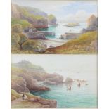 Sydney Hart, a pair of watercolours, seascapes with rocky bays 5cm x 8cm