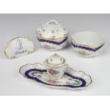 A modern Dresden porcelain lidded bowl and cover decorated with flowers 12cm, a ditto bowl 6cm, an