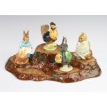 Four Beswick Beatrix Potter figures - Little Black Rabbit 10cm, Chippy Hackee 9cm, Sally Henny Penny