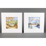 Alan King, a pair of oil paintings on board, Four Seasons "Winter in Dorset" and "Autumn in