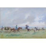 John Gregory King (1928-2014) watercolour, "On The Downs, West Ilsley" signed 36cm x 52cm, the