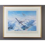 Robert Taylor, a coloured print "Spitfire" signed by Douglas Bader and Johnnie Johnson 37cm x 50cm