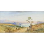 Edward St John (1880-1920), watercolour, study of Golubac Castle Serbia, signed 24cm x 48cm