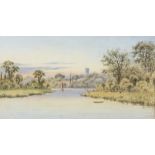 Edward Duncan, watercolour "The Thames Near Sonning" 15cm x 28cm