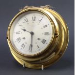 Wemp Chronometerwerke Hamberg, a striking wardroom style clock, the 14cm dial with Roman numerals (