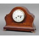 An Edwardian French 8 day striking mantel clock with enamelled dial and Arabic numerals contained in