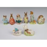 Seven Beswick Beatrix Potter figures - Tom Kitten 9cm, Foxy Whiskered Gentleman 12cm, Old Mr Brown