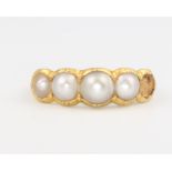 A 19th Century 18ct yellow gold cultured pearl ring (lacking 1 pearl), size O 4.3 grams