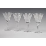 Four Waterford Crystal tapered wine glasses 16cm