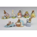 Eight Beswick Beatrix potter figures - Anna Maria 8cm, Good Tiptoes 9cm, Mr Benjamin Bunny and Peter