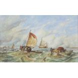 Walter Pearson, watercolour, "Returning to Port" signed 12cm x 20cm