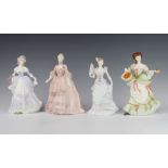 Four Coalport figures - Lily Langtry no.487 of 12500 20cm, Nell Gwynne no.1525 of 12500 20cm,
