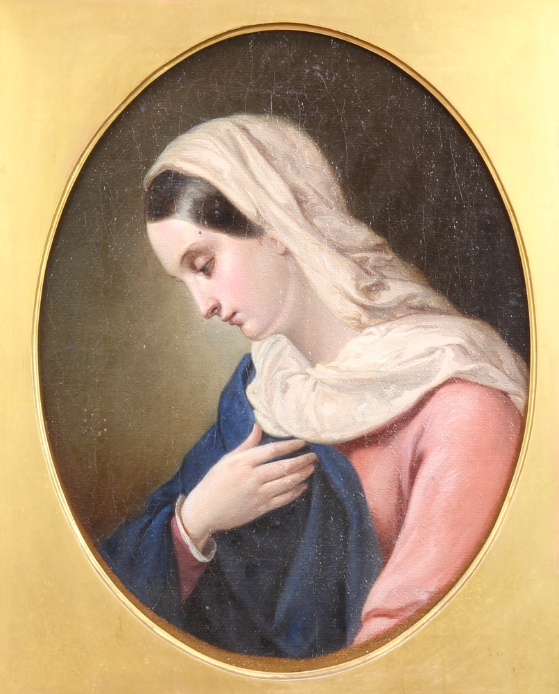 A 19th Century oval oil unsigned, portrait of a lady 37cm x 28cm